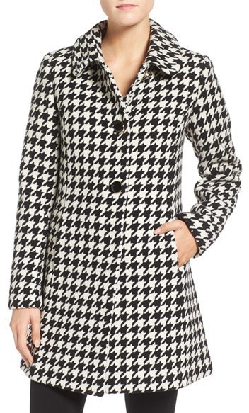 Kate Spade New York Houndstooth Wool Blend Coat, $488 | Nordstrom |  Lookastic