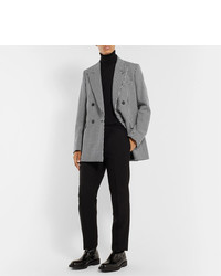 Ami Black Oversized Double Breasted Houndstooth Virgin Wool Blend Blazer
