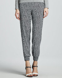 White and Black Houndstooth Dress Pants