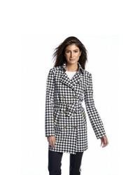 White and Black Houndstooth Outerwear