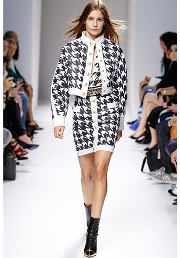 Balmain Woven Houndstooth Nappa Leather Skirt | Where to buy & how to wear