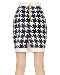 Balmain Woven Houndstooth Nappa Leather Skirt