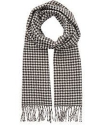 Drakes Drakes Houndstooth Flannel Scarf Grey