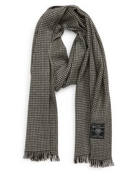 ZZDNU POLO Polo Houndstooth Merino Wool Scarf In Black Check At Nordstrom
