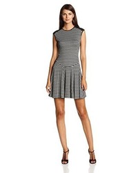 Gabby Skye Checkered Faux Leather Shoulder Dress