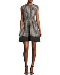 Gabby Skye Houndstooth Fit And Flare Dress Blacktan