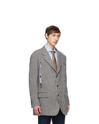 Gucci White And Black Houndstooth Formal Blazer
