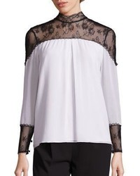 White and Black Lace Blouse