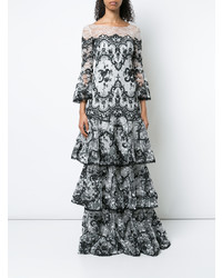 Marchesa Notte Embroidered Lace Gown