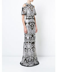 Marchesa Notte Short Sleeved Lace Gown