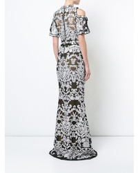 Marchesa Notte Short Sleeved Lace Gown