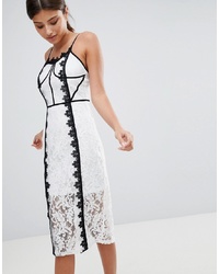 PrettyLittleThing Lace Contrast Midi Dress