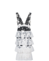 Marchesa Notte Ruffle Embroidered Cocktail Dress
