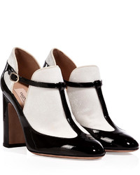 Valentino Patent Leather Ankle Boots In Blackwhite