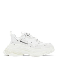 Balenciaga White Allover Logo Triple S Sneakers