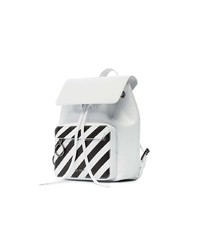 Off-White White And Black Diagonal Stripe Leather Backpack