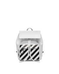 Off-White White And Black Diagonal Stripe Leather Backpack