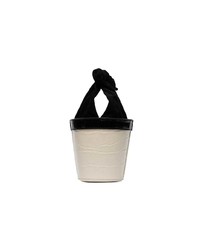 Staud White And Black Britt Leather Mini Bucket Bag