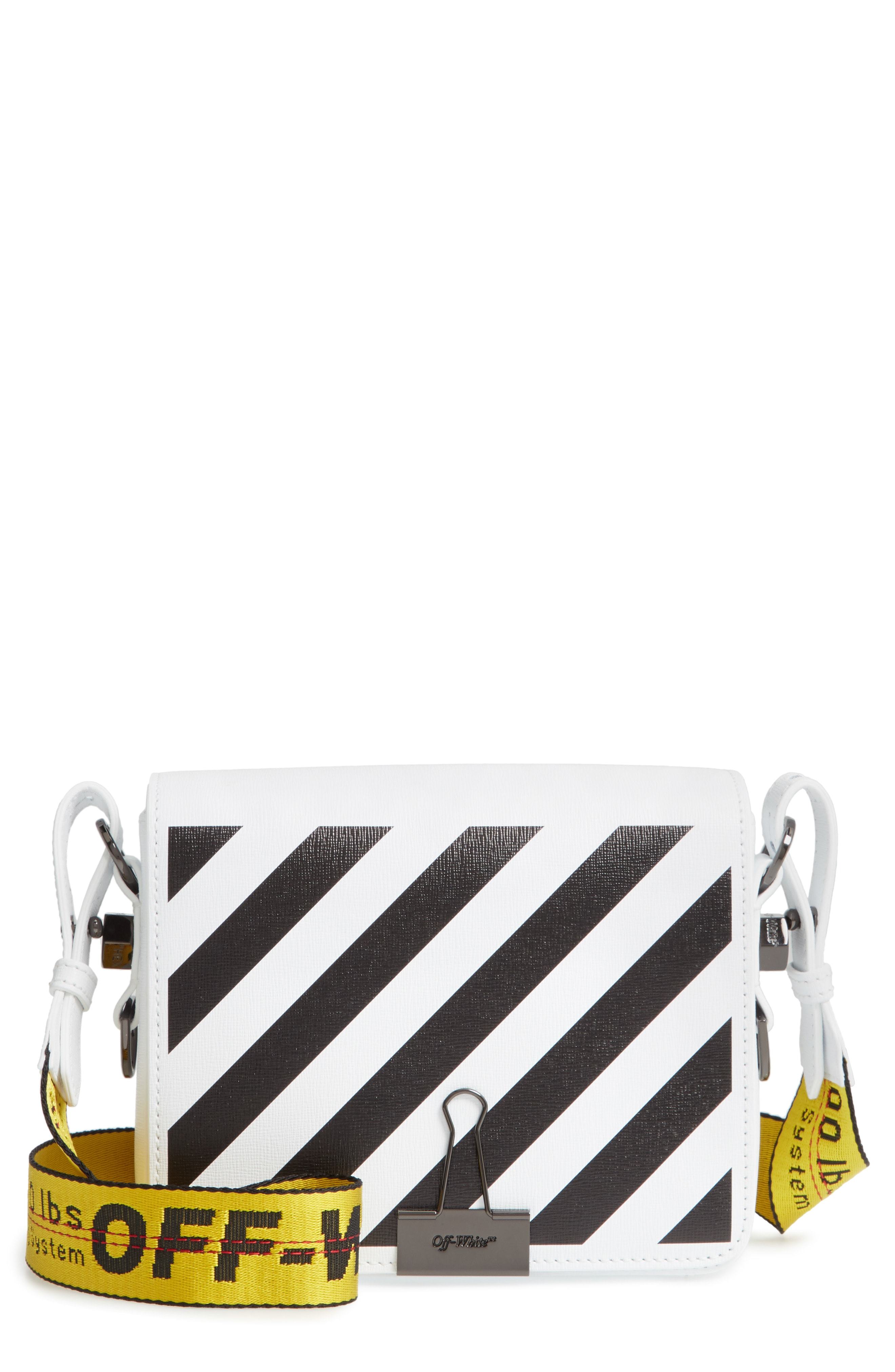 Off-White Diagonal Stripe Mini Flap Bag, $1,230 | Nordstrom | Lookastic