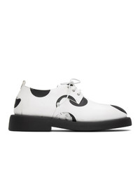 White and Black Leather Derby Shoes