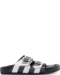 Givenchy Black White Striped Swiss Sandals
