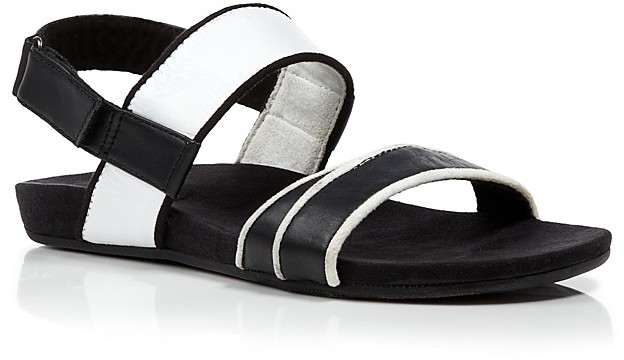 black and white sandals flat