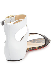 Christian Louboutin Tres Bea Red Sole Flat Sandal Blackwhite