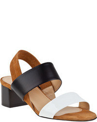Saks Fifth Avenue BLACK Queenie Bicolor Leather Sandals | Where to buy ...