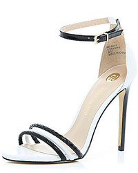 River Island Black Triple Strap Barely There Sandals