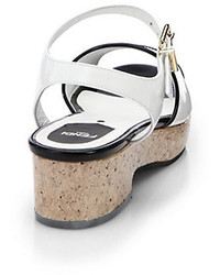Fendi Cara Colorblock Leather Block Heel Sandals