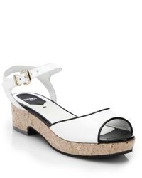 Fendi Cara Colorblock Leather Block Heel Sandals