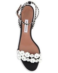 Tabitha Simmons Floral Leather Block Heel Sandals