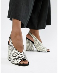 ASOS DESIGN Heights Premium Leather Heeled Sandals In Zebra Print