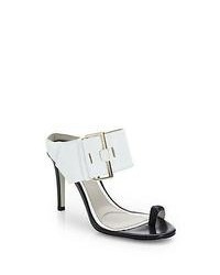 Jason Wu Bicolor Leather Buckle Sandals White
