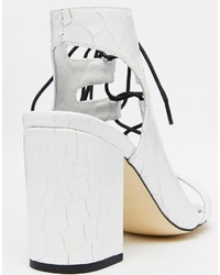 Senso Rhiannon White Leather Croc Heeled Sandals