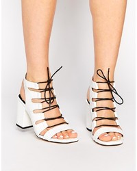 Senso Rhiannon White Leather Croc Heeled Sandals