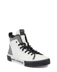 KARL LAGERFELD PARIS Double Eyelet Mid Top Sneaker In Whtblack At Nordstrom