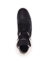 Balmain Two Tone High Top Leather Sneakers