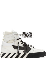 Off-White White Black High Top Vulcanized Leather Sneakers