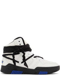 Saint Laurent White Blue Smith High Top Sneakers