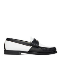 White and Black Leather Loafers