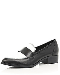River Island Black And White Leather Loafers