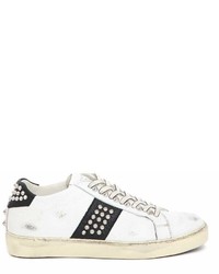 Leather Crown Black And White Low Top Sneaker From