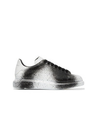 Alexander McQueen Black And White Sprayed Tint Print Leather Sneakers