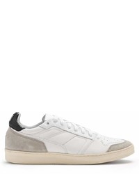 Ami Contrast Panel Low Top Leather And Suede Trainers