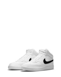 Nike Court Vision Mid Next Nature Mid Top Sneaker In Whiteblackwhite At Nordstrom