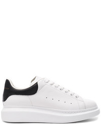 Alexander McQueen Leather Platform Low Top Sneakers In White