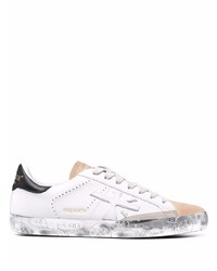 Premiata Logo Print Panelled Leather Sneakers