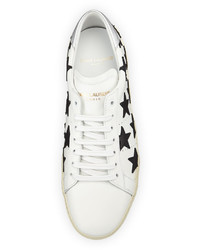 Saint Laurent Star Embroidered Leather Sneaker