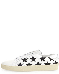 Saint Laurent Star Embroidered Leather Sneaker